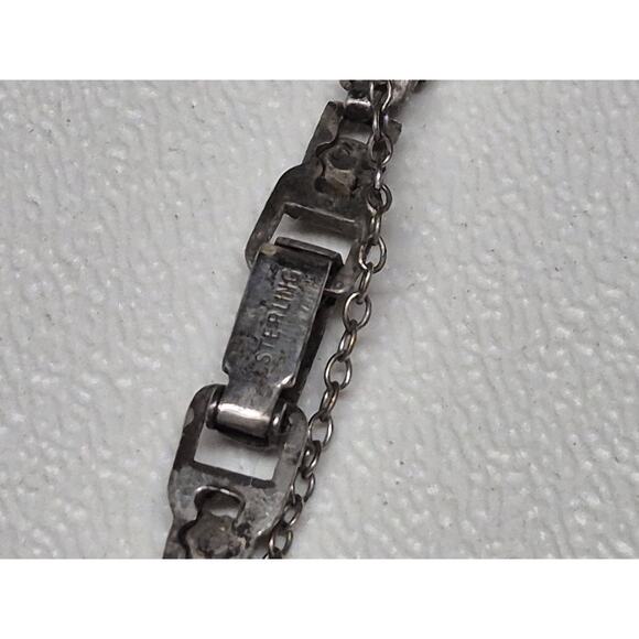 Vintage Sterling Silver Simulated Diamond Tennis Bracelet 6" Needs Repair - Picture 2 of 5